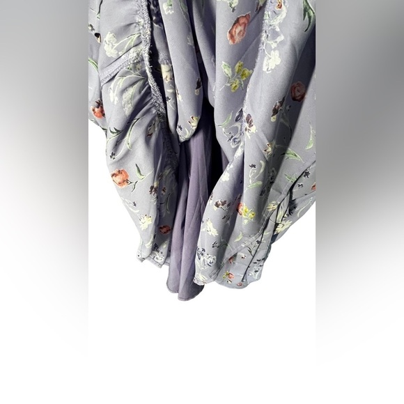 Gilli Lavender Purple Floral Print Surplice Tie Waist 3/4 Sleeve Mini Dress Sz S - Picture 9 of 10